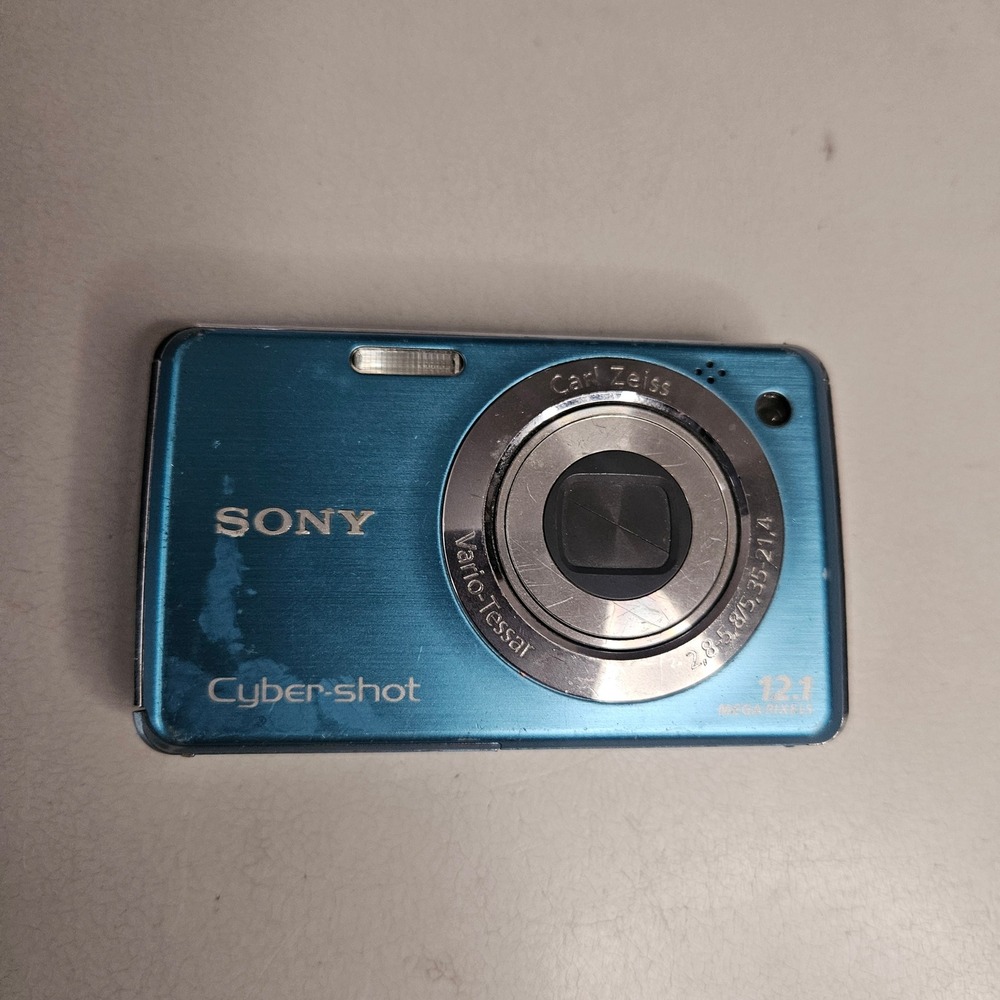 Sony Cyber-shot DSC-W220 12.1MP Digital Camera Blue Carl Zeiss 4x Zoom UNTESTED